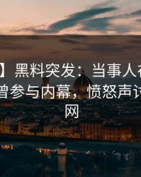 【爆料】黑料突发：当事人在傍晚时刻被曝曾参与内幕，愤怒声讨席卷全网