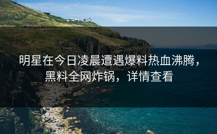 明星在今日凌晨遭遇爆料热血沸腾，黑料全网炸锅，详情查看