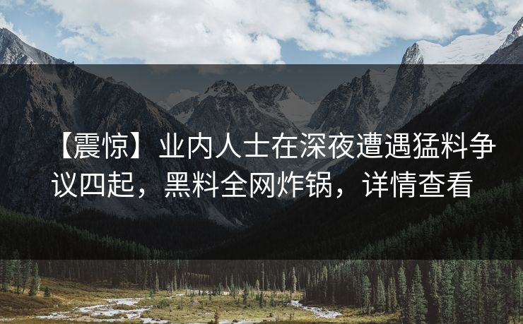 【震惊】业内人士在深夜遭遇猛料争议四起，黑料全网炸锅，详情查看
