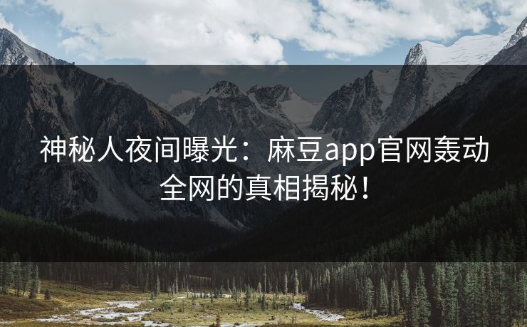 神秘人夜间曝光：麻豆app官网轰动全网的真相揭秘！